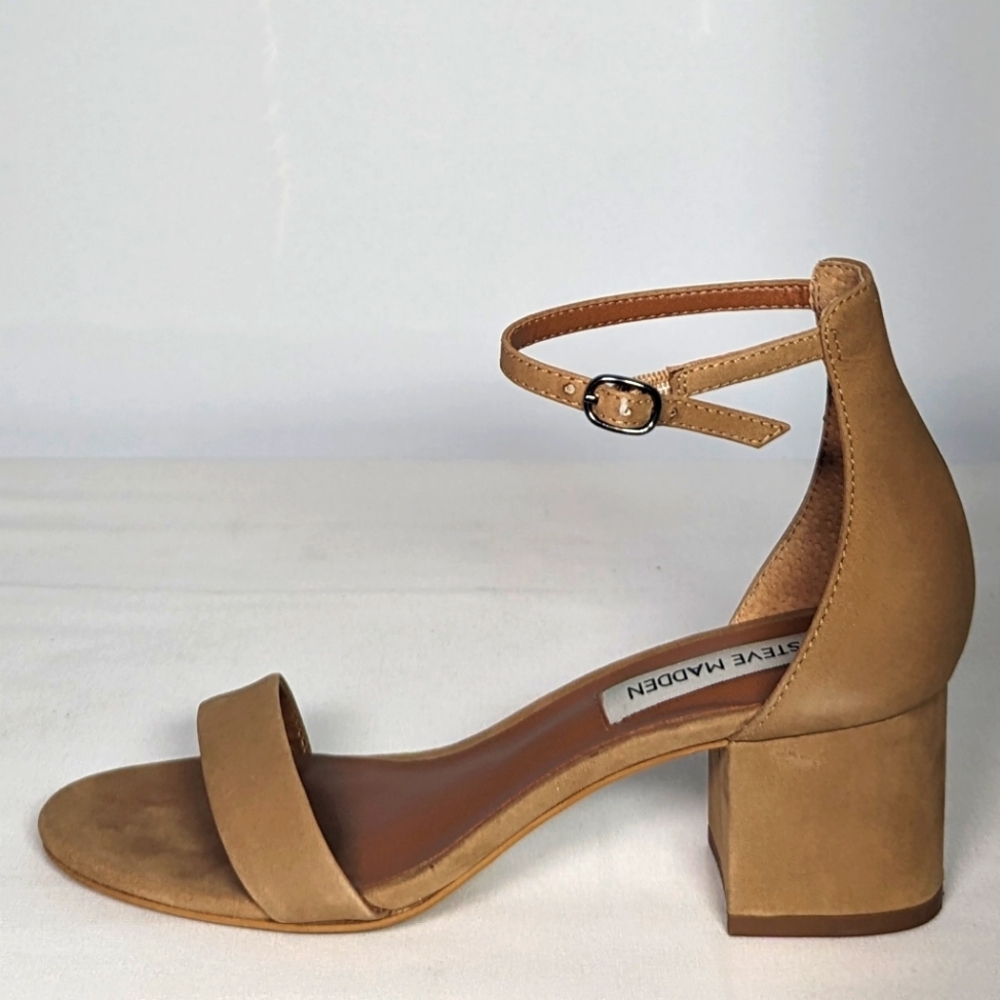 NEW Steve Madden Womens Leather Irenee Heeled Sandal Sz 6 tan